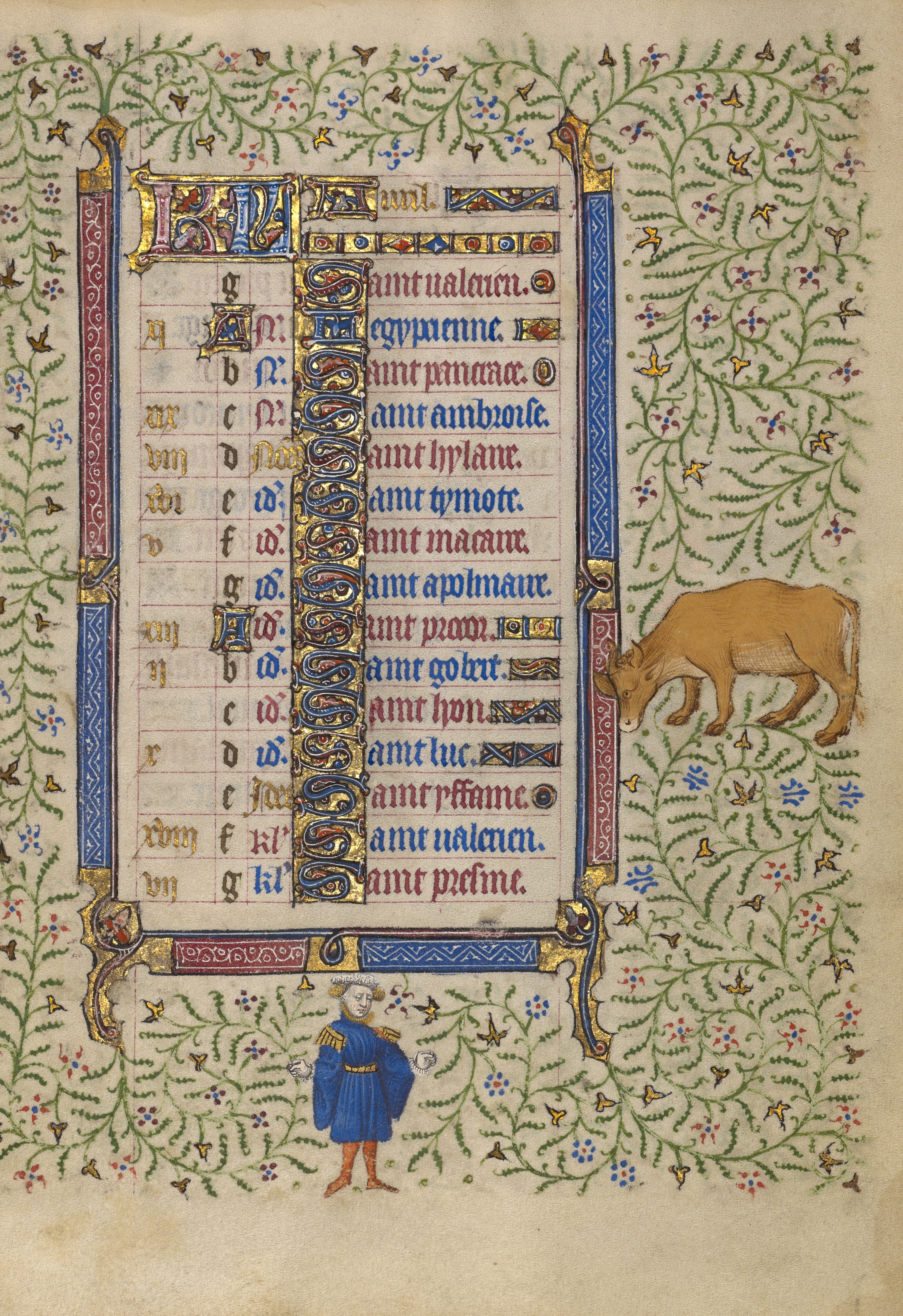 Calendar Page for April; Picking Flowers; Taurus (Ms. Ludwig IX 5 (83.ML.101), fol. 4)