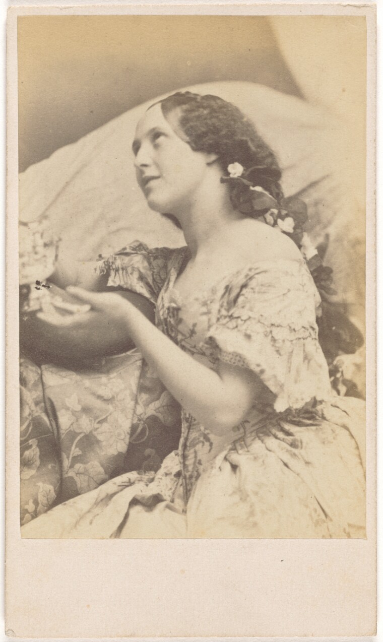 [Seated Young Woman with Flowers in Braided Hair Looking Up to the Ceiling] (84.XM.845.13)