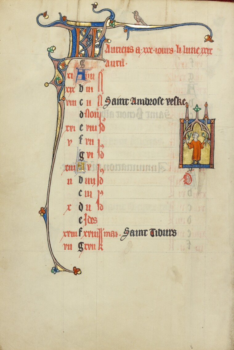 Calendar Page for April; Picking Flowers (Ms. Ludwig IX 3 (83.ML.99), fol. 5v)
